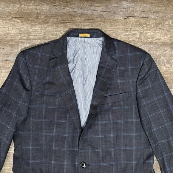 BROOKS BROTHERS Explorer Regent Fit Blazer 40L Gray Plaid Two Button Window Pane - Picture 6 of 11